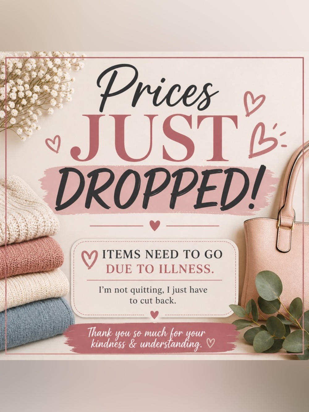 ⭐️⭐️PRICES DROPPED DUE TO ILLNESS⭐️⭐️
4/28/26